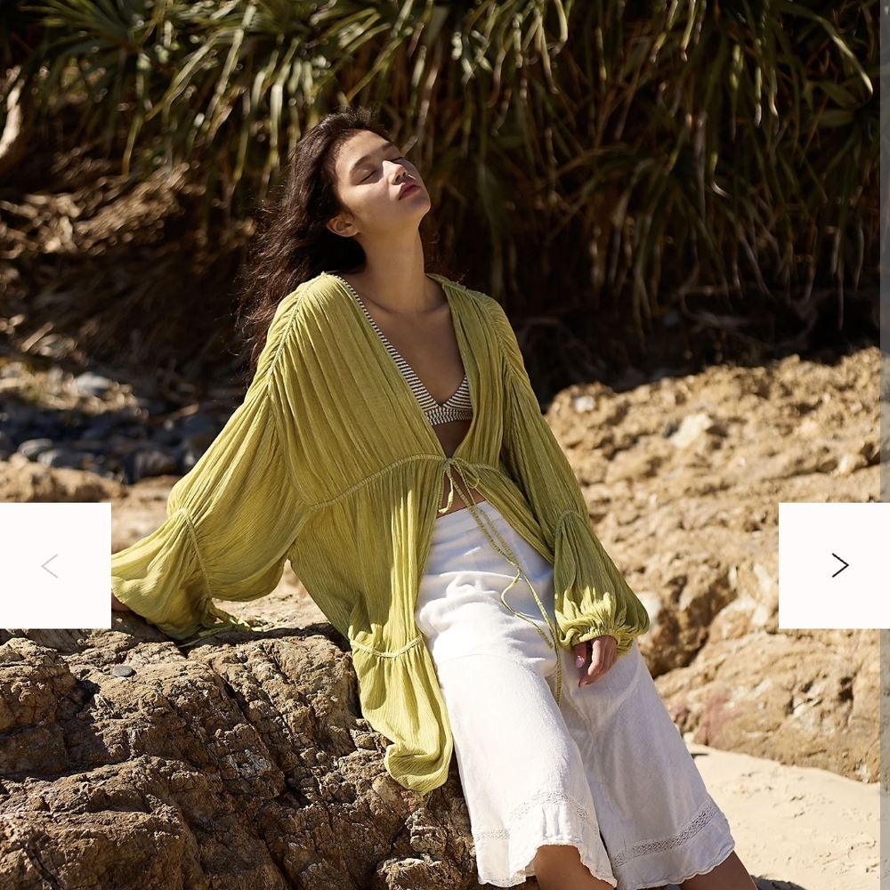 Free People Lime Green Flowing Top